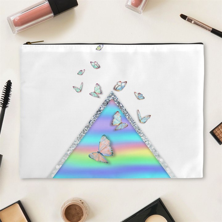 Minimal Holographic Butterflies Cosmetic Bag (XL)