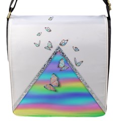 Minimal Holographic Butterflies Flap Closure Messenger Bag (s) by gloriasanchez