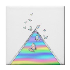 Minimal Holographic Butterflies Tile Coaster