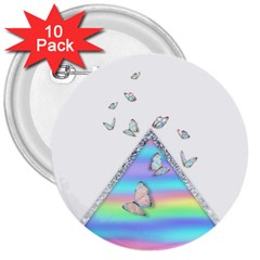 Minimal Holographic Butterflies 3  Buttons (10 Pack)  by gloriasanchez