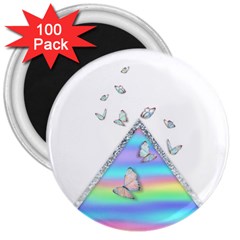 Minimal Holographic Butterflies 3  Magnets (100 Pack) by gloriasanchez