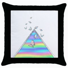 Minimal Holographic Butterflies Throw Pillow Case (black)