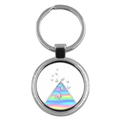 Minimal Holographic Butterflies Key Chain (round) by gloriasanchez