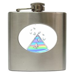 Minimal Holographic Butterflies Hip Flask (6 Oz) by gloriasanchez