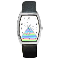 Minimal Holographic Butterflies Barrel Style Metal Watch by gloriasanchez