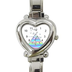 Minimal Holographic Butterflies Heart Italian Charm Watch by gloriasanchez