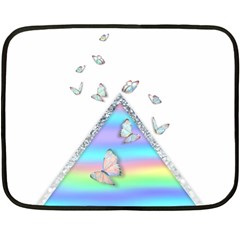 Minimal Holographic Butterflies Double Sided Fleece Blanket (mini)  by gloriasanchez