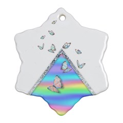 Minimal Holographic Butterflies Snowflake Ornament (two Sides) by gloriasanchez