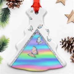 Minimal Holographic Butterflies Christmas Tree Ornament (two Sides) by gloriasanchez