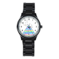 Minimal Holographic Butterflies Stainless Steel Round Watch by gloriasanchez