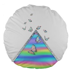 Minimal Holographic Butterflies Large 18  Premium Flano Round Cushions by gloriasanchez