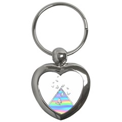 Minimal Holographic Butterflies Key Chain (heart) by gloriasanchez