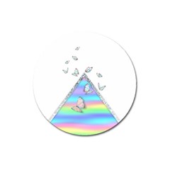 Minimal Holographic Butterflies Magnet 3  (round) by gloriasanchez