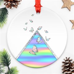 Minimal Holographic Butterflies Round Ornament (two Sides)