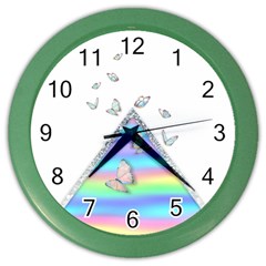 Minimal Holographic Butterflies Color Wall Clock by gloriasanchez