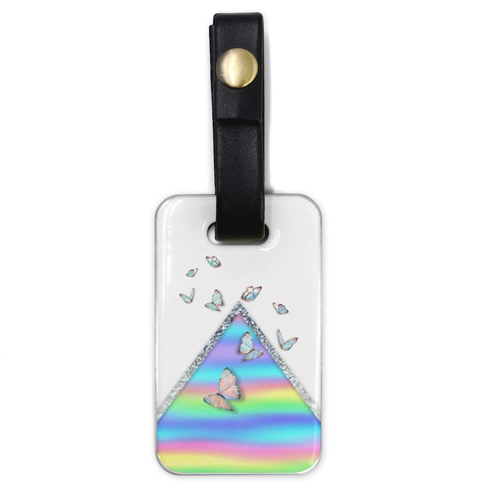 Minimal Holographic Butterflies Luggage Tag (one side)