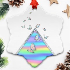 Minimal Holographic Butterflies Ornament (snowflake)