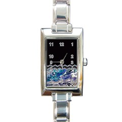 Blue Ocean Minimal Liquid Painting Rectangle Italian Charm Watch by gloriasanchez