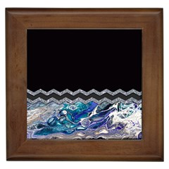 Blue Ocean Minimal Liquid Painting Framed Tile by gloriasanchez