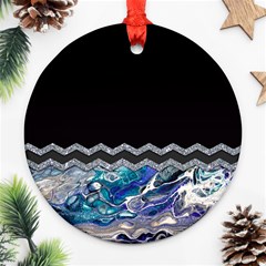 Blue Ocean Minimal Liquid Painting Ornament (round) by gloriasanchez