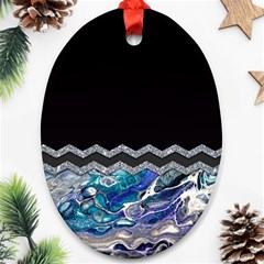 Blue Ocean Minimal Liquid Painting Ornament (oval)