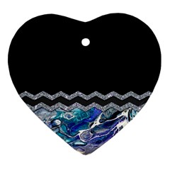 Blue Ocean Minimal Liquid Painting Ornament (heart) by gloriasanchez