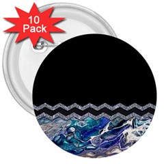 Blue Ocean Minimal Liquid Painting 3  Buttons (10 Pack)  by gloriasanchez