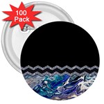 Blue Ocean Minimal Liquid Painting 3  Buttons (100 pack)  Front