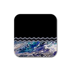 Blue Ocean Minimal Liquid Painting Rubber Square Coaster (4 Pack)  by gloriasanchez