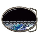 Blue Ocean Minimal Liquid Painting Belt Buckles Front