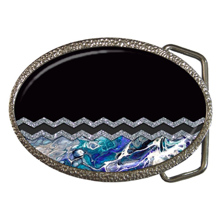 Blue Ocean Minimal Liquid Painting Belt Buckles