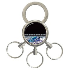 Blue Ocean Minimal Liquid Painting 3-ring Key Chain