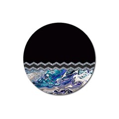 Blue Ocean Minimal Liquid Painting Magnet 3  (round) by gloriasanchez