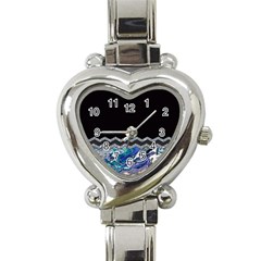 Blue Ocean Minimal Liquid Painting Heart Italian Charm Watch by gloriasanchez