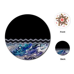 Blue Ocean Minimal Liquid Painting Playing Cards Single Design (round)