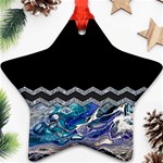 Blue Ocean Minimal Liquid Painting Star Ornament (Two Sides) Front