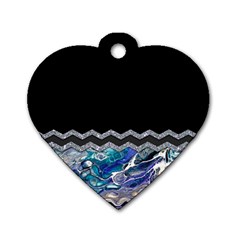 Blue Ocean Minimal Liquid Painting Dog Tag Heart (Two Sides)