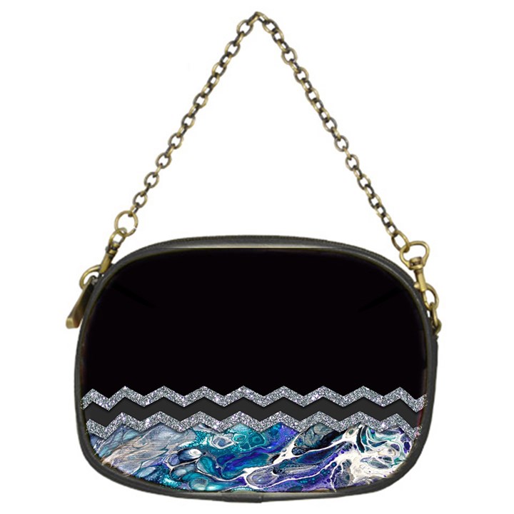 Blue Ocean Minimal Liquid Painting Chain Purse (One Side)