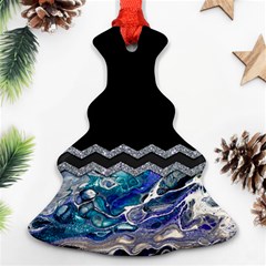 Blue Ocean Minimal Liquid Painting Christmas Tree Ornament (two Sides)