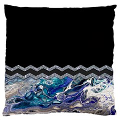 Blue Ocean Minimal Liquid Painting Large Cushion Case (one Side)