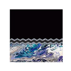 Blue Ocean Minimal Liquid Painting Small Satin Scarf (Square)