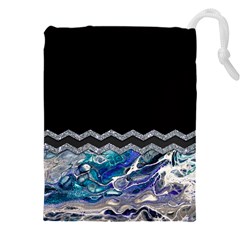 Blue Ocean Minimal Liquid Painting Drawstring Pouch (5xl)