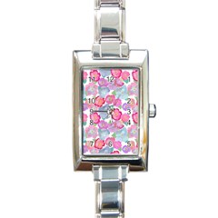 Bright, Joyful Flowers Rectangle Italian Charm Watch by SychEva