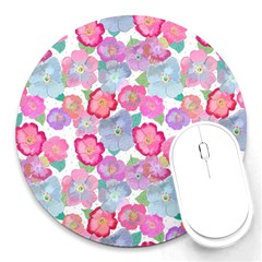 Bright, Joyful Flowers Round Mousepads by SychEva