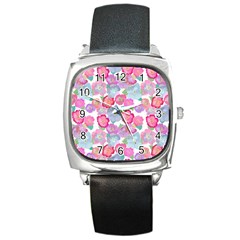 Bright, Joyful Flowers Square Metal Watch by SychEva