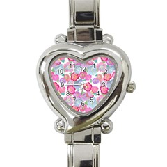 Bright, Joyful Flowers Heart Italian Charm Watch by SychEva