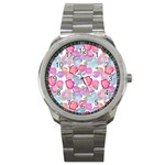 Bright, Joyful Flowers Sport Metal Watch Front