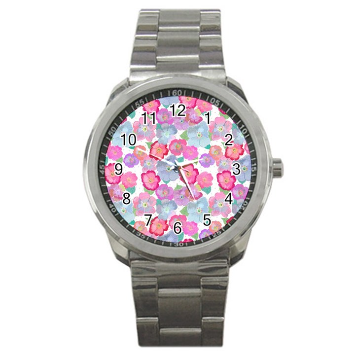 Bright, Joyful Flowers Sport Metal Watch