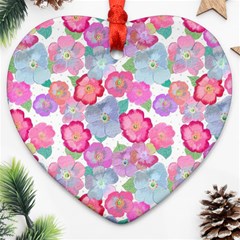 Bright, Joyful Flowers Heart Ornament (two Sides) by SychEva