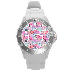 Bright, Joyful Flowers Round Plastic Sport Watch (l)